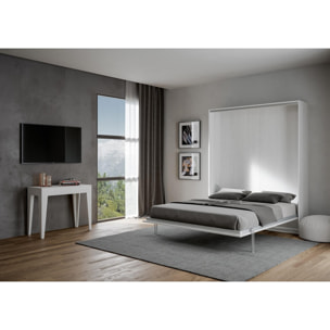 Cama abatible 160 vertical Kentaro Fresno Blanco