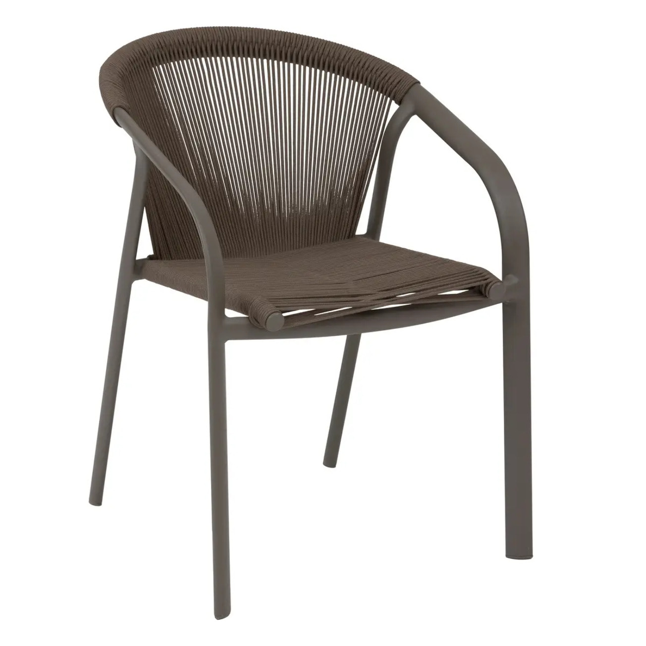 Fauteuil de jardin empilable "Riu" vert wengé & praliné en aluminium traité en epoxy