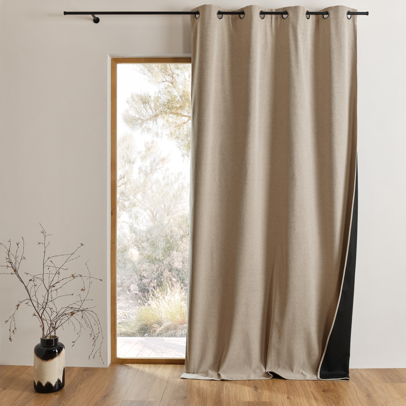 Rideau thermique obscurcissant à œillets - Beige