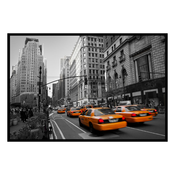 Affiche encadrée New York taxis jaunes Affiche + cadre en métal - Noir
