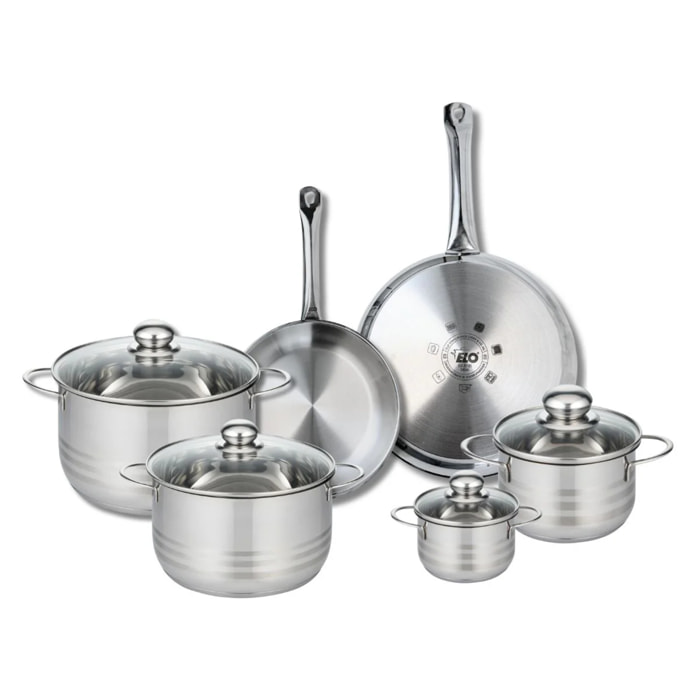 Ensemble de 2 Poêles de cuisson 24 et 28 cm et 4 faitouts 12, 16, 20 et 24 cm Elo Profi Brillant