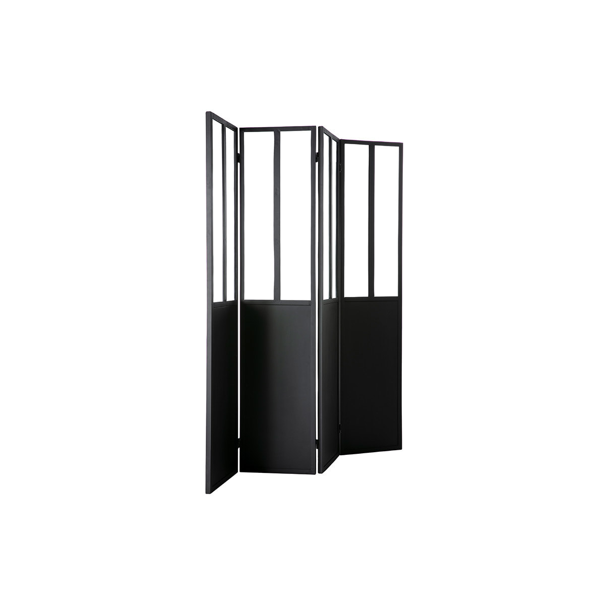 Verrière atelier paravent industriel en métal noir et verre 4 vantaux L160 cm RACK