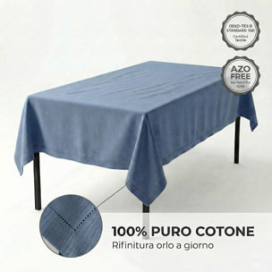 Tovaglia in cotone ajour elegante e versatile, tessuto morbido e resistente, ideale per tavola quotidiana e occasioni formali, design raffinato e discreto, facile da lavare e stirare, certificata sicura per uso domestico
