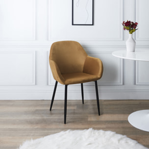 Fauteuil Giulia Jaune Moutarde Velours Cotele - Lot de 2