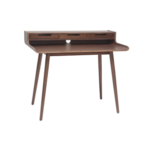 Bureau avec rangements vintage bois foncé noyer L110 cm OPUS