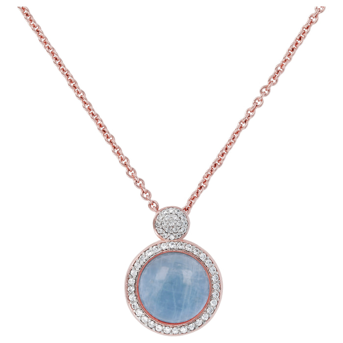 Collana con Pendente in Acquamarina e Pavé in Cubic Zirconia