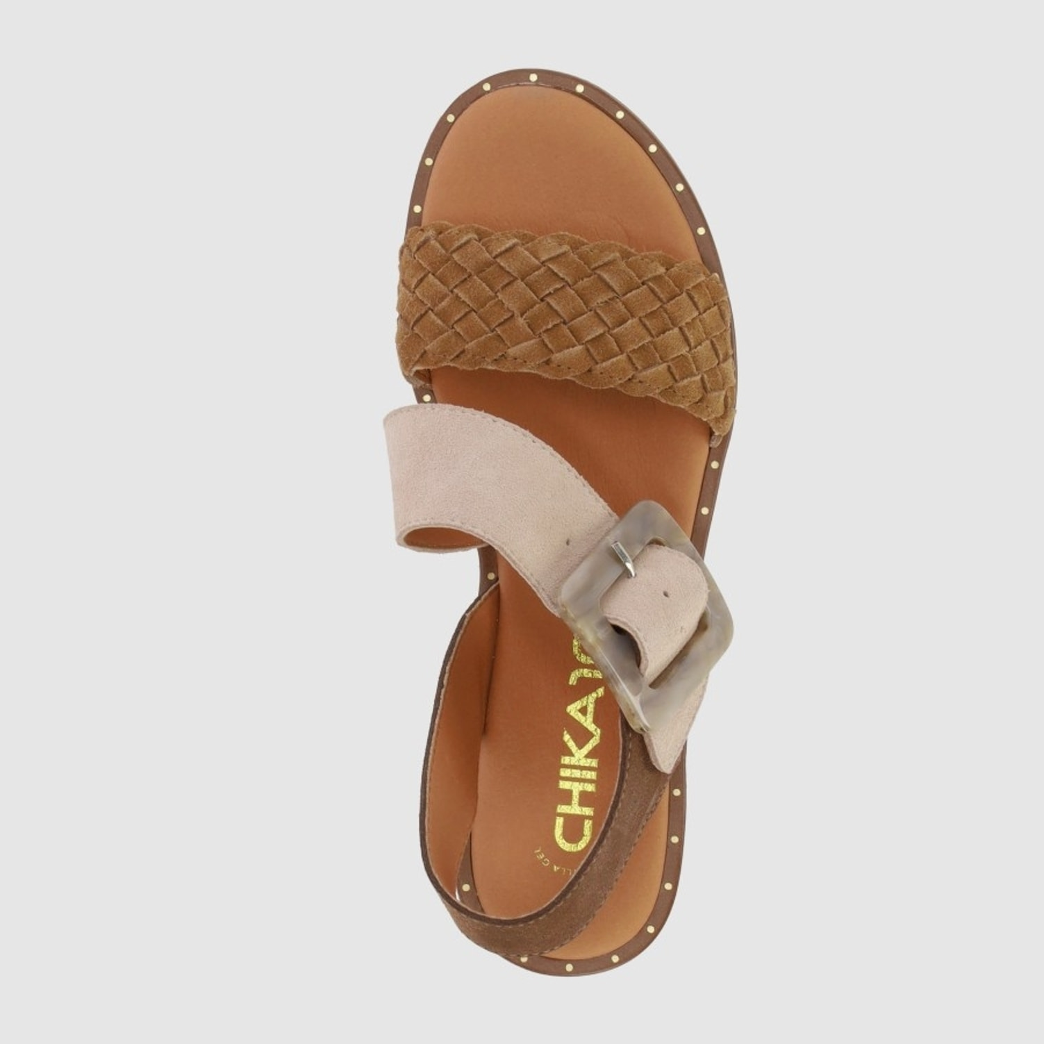 Sandalias de Serraje - Multi-Marron - Tacón: Bajo