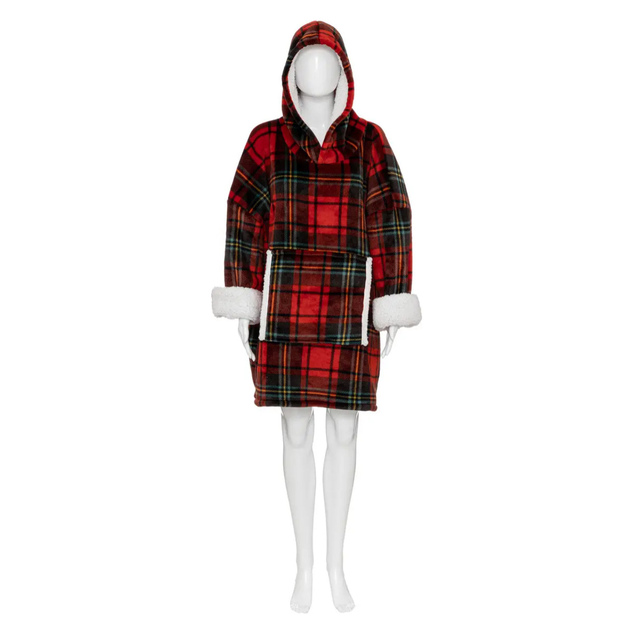 Plaid "Hoodie" 85x118cm rouge imprimé tartan