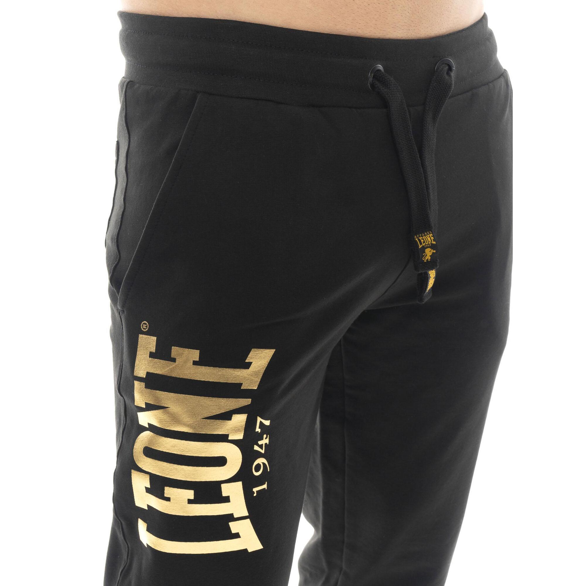 Pantalone sportivo invernale uomo con polsino al fondo, stampa Leone 1947 Gold