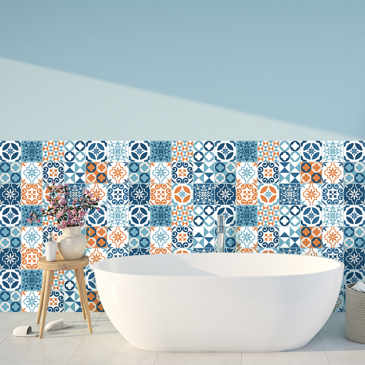 Stickers muraux - Sticker Mural Carrelage adhésif Cuisine Salle de Bain - 30 STICKERS CARRELAGES AZULEJOS LUIZIANA