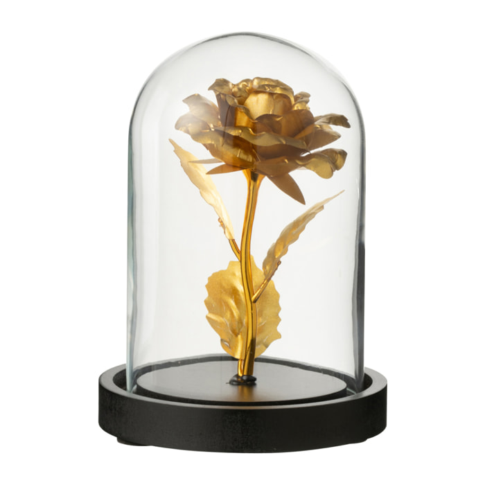 J-Line Cloche décorative Rose - verre - noir/or - small