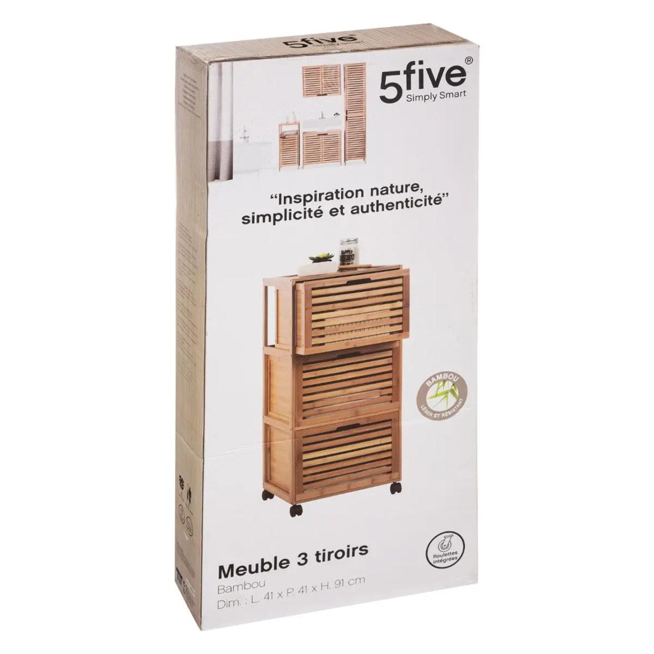 Meuble colonne 3 tiroirs "Sicela" bambou