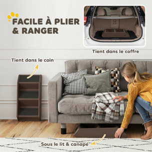 Escalier pour chien pliable - 3 marches antidérapantes - max. 10Kg - PP noir chocolat