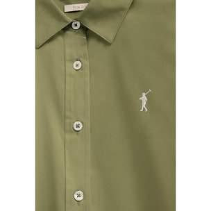 Camisa de popelín verde hoja con corte slim y bordado Rigby Go