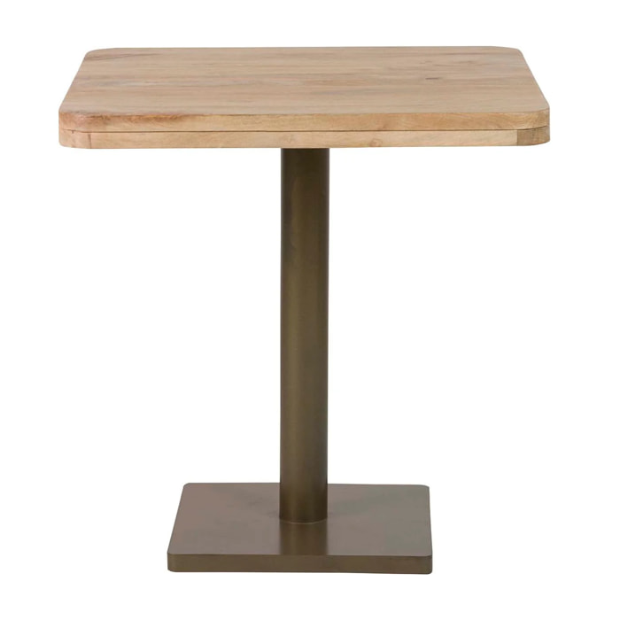 Mesa Comedor Madera Mango Metal Marrón 70x70x72 Cm