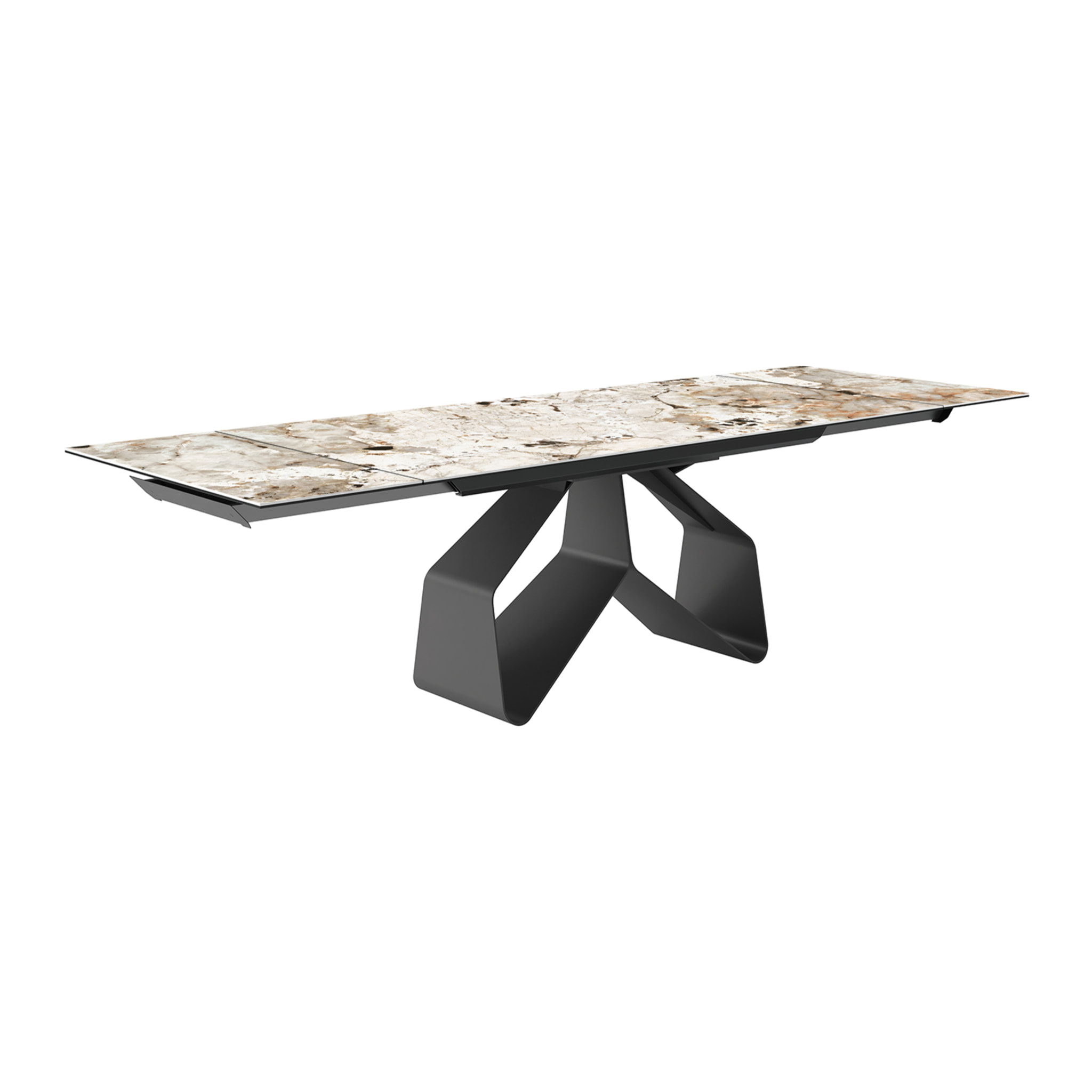 TAVOLO ALLUNGABILE RIBBON - GRIGIO CARBONE, RETTANGOLARE BORDO REGOLARE, GRES PORCELLANATO TUNDRA