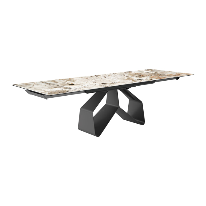 TAVOLO ALLUNGABILE RIBBON - GRIGIO CARBONE, RETTANGOLARE BORDO REGOLARE, GRES PORCELLANATO TUNDRA