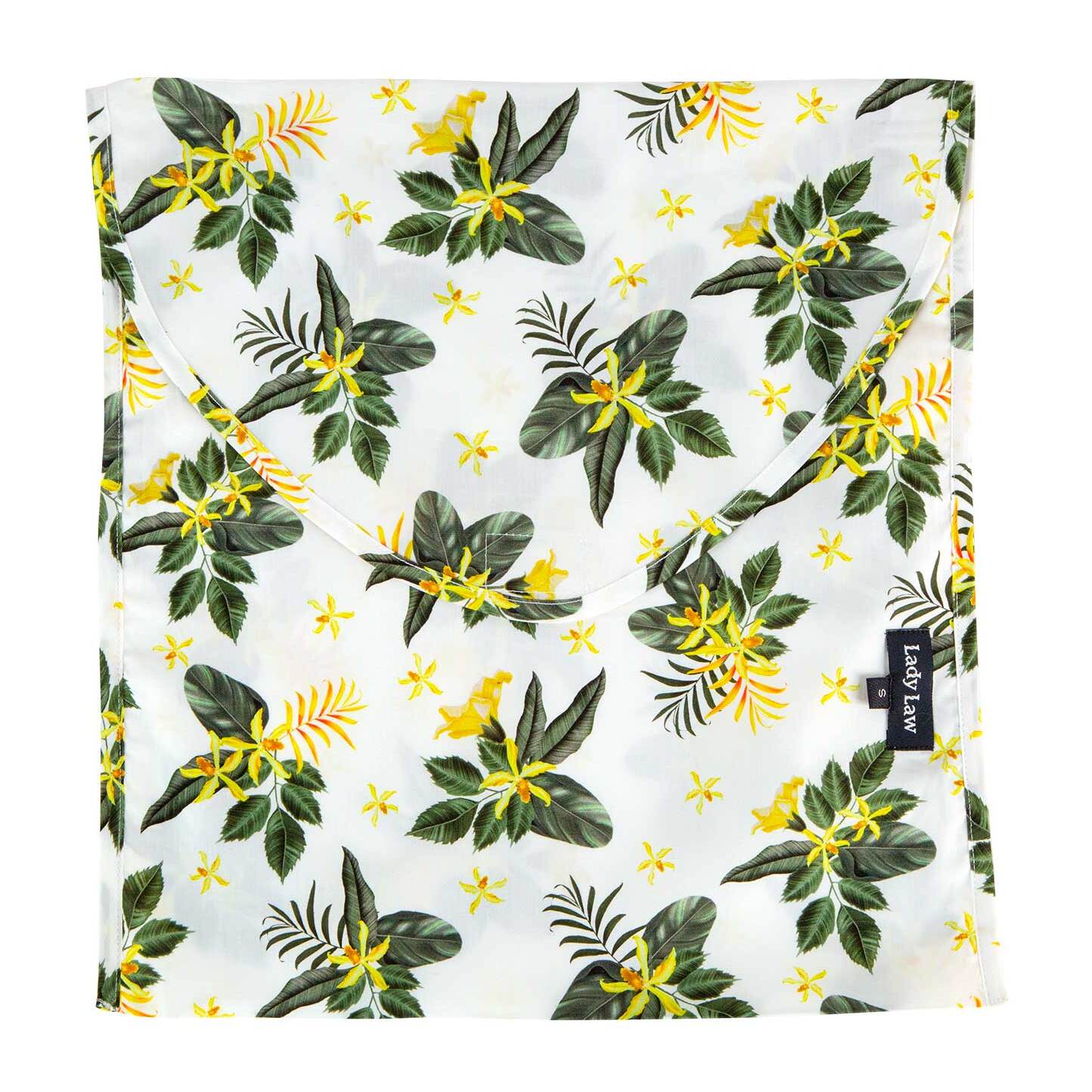 PIGIAMA LADY LAW cotone bianco fiori gialli e verdi