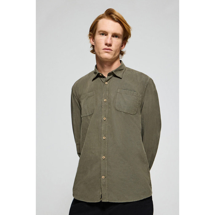 Camicia con tasche Massachusetts verde kaki con ricamo Polo Club