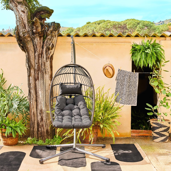 Oeuf suspendu acier osier coussin inclus TOSCANA