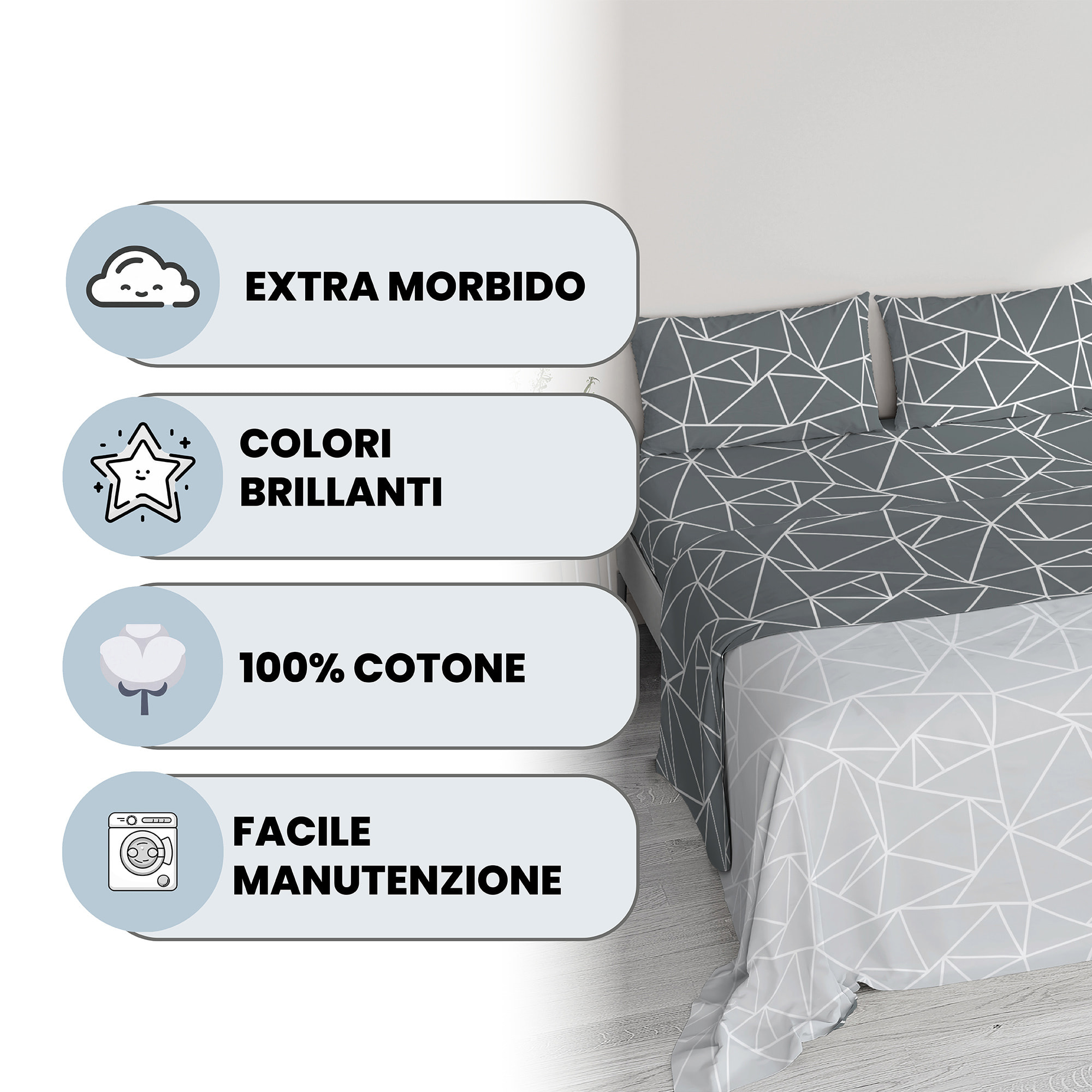 COMPLETO LETTO IDA 100% Cotone