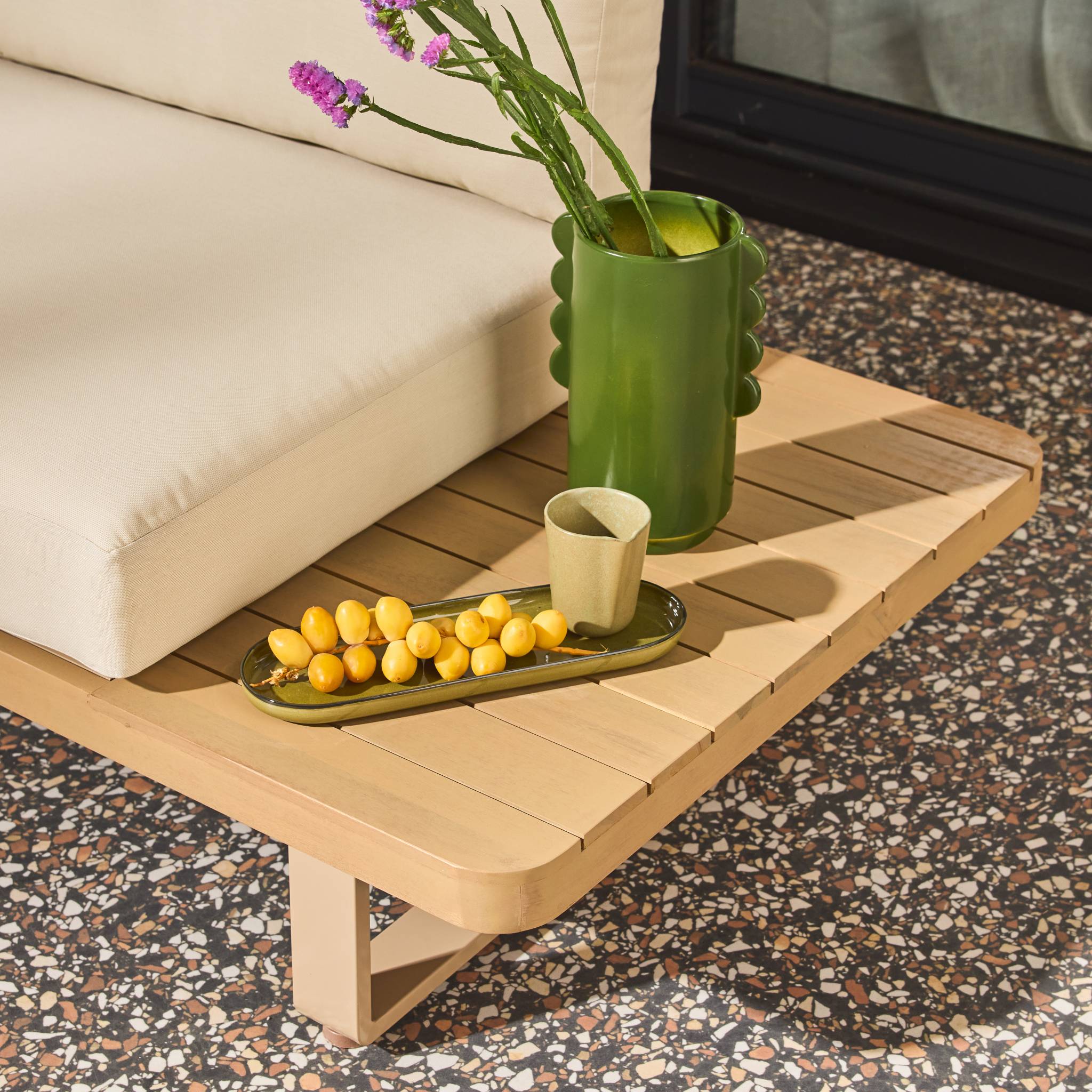 Banquette de jardin bois d'acacia et aluminium 2 places ACALIA LATIKA