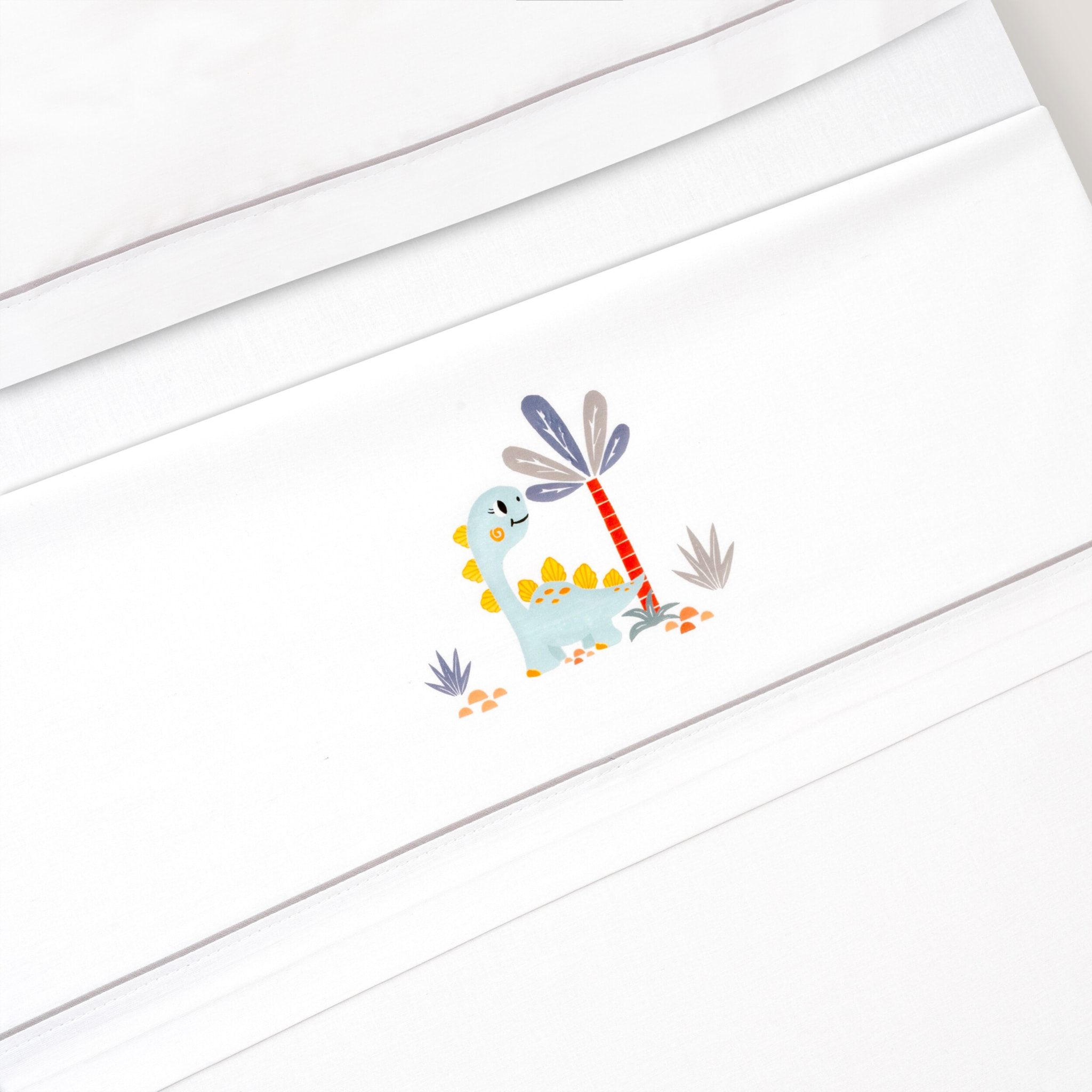 Triptico Minicuna Estampado Dinosaurio Palmera Bco/Gris