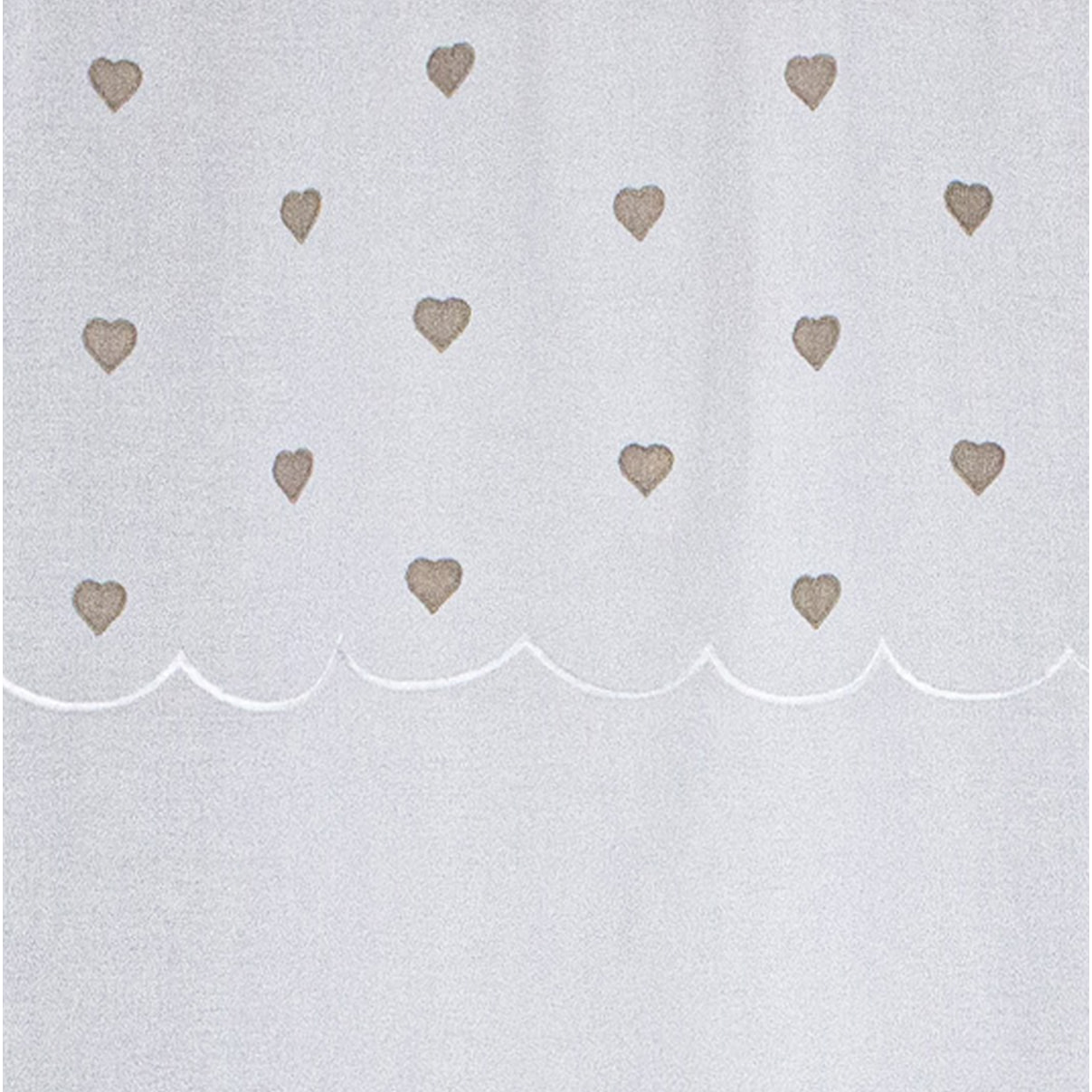 Paire de petits voilages droits sablés avec top à coeurs - Beige