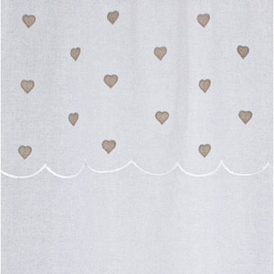 Paire de petits voilages droits sablés avec top à coeurs - Beige