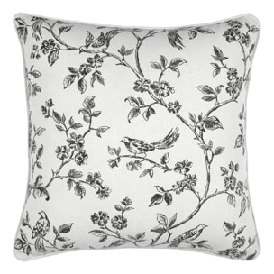 Coussin décoratif imprimé floral - Ecru