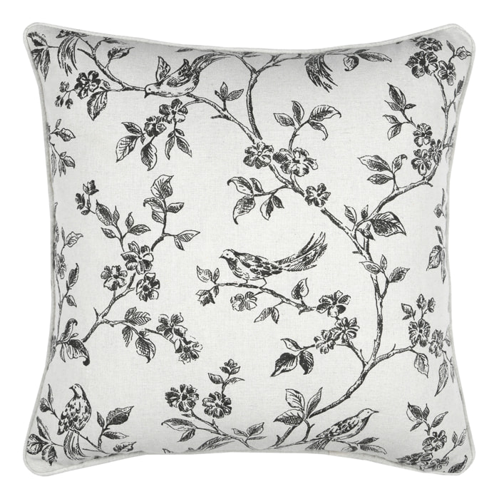 Coussin décoratif imprimé floral - Ecru