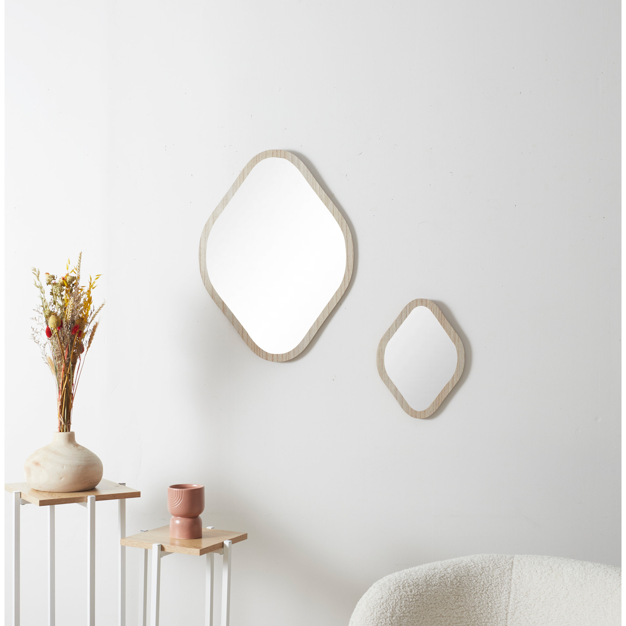 Miroir Deco Contour Bois Losange H60cm Elio