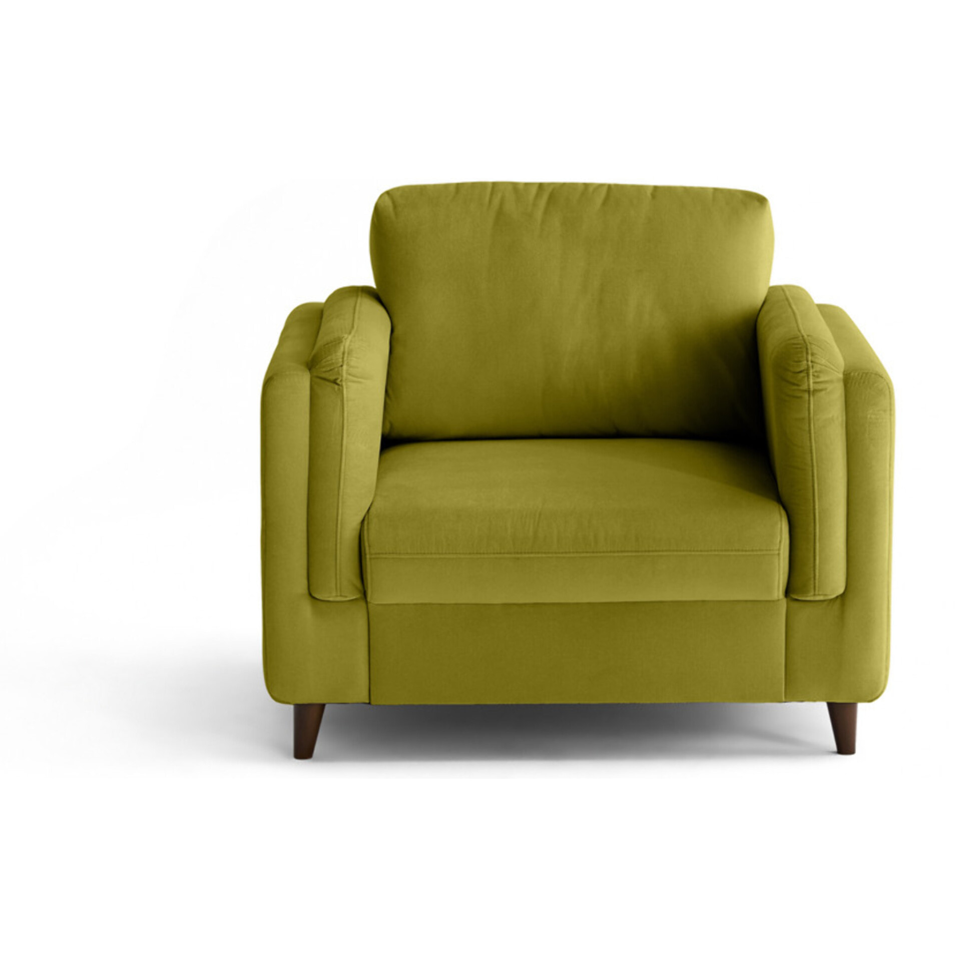 Brooke - fauteuil en velours pieds en bois - Vert Olive