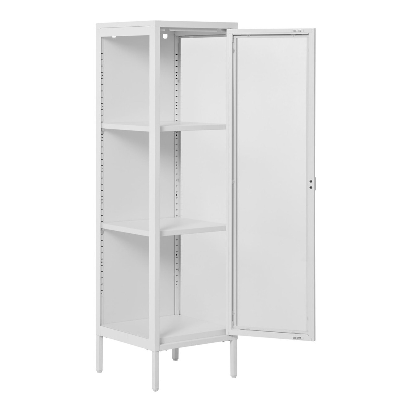 Vetrina Brisbane Slim con 1 anta in vetro, acciaio bianco 40×35×140 cm