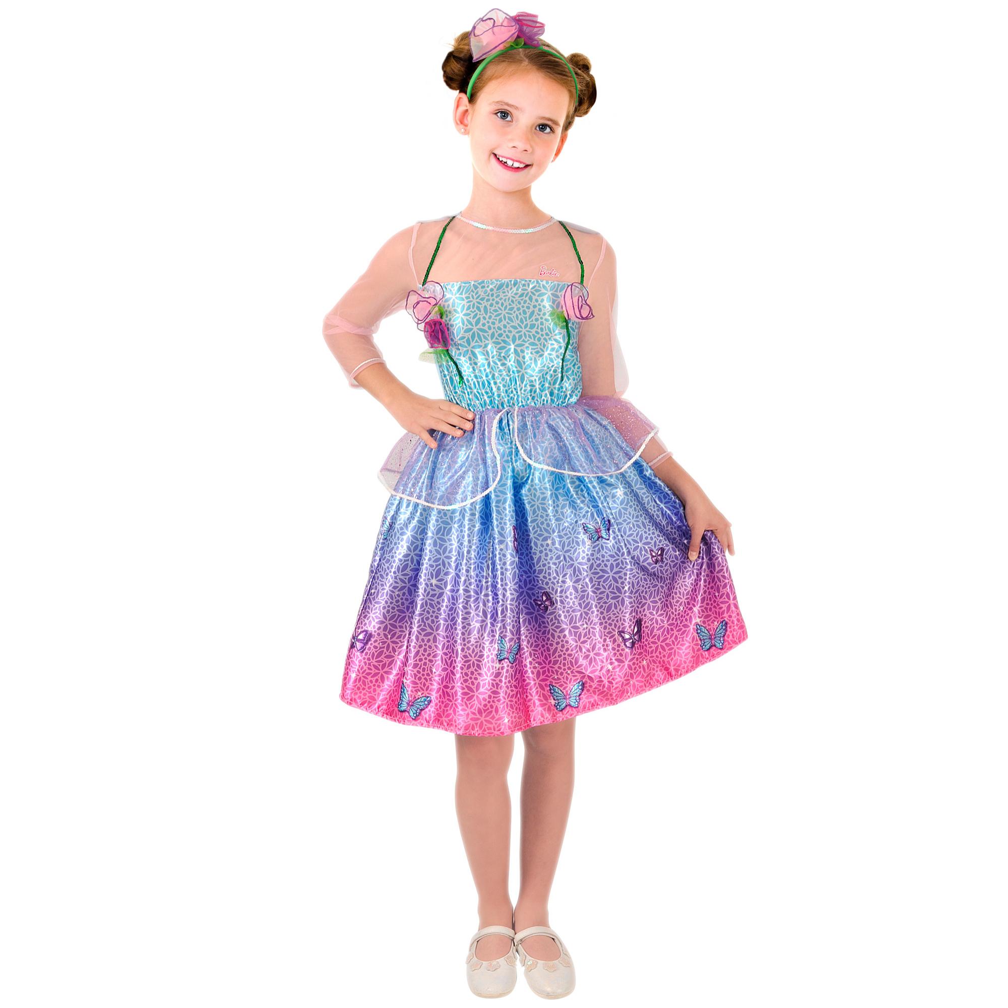 Barbie Principessa Primavera Costume Azzurro Rosa Viola Bambina