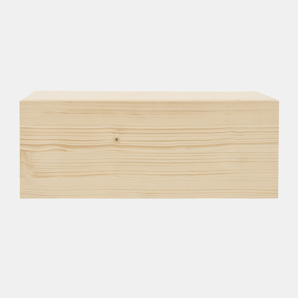 Mesita de noche de madera maciza flotante en tono natural de 40cm Alto: 15 Largo: 40 Ancho: 25.5