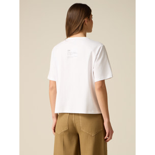 Oltre - T-shirt boxy in cotone con ricamo gioiello - Bianco