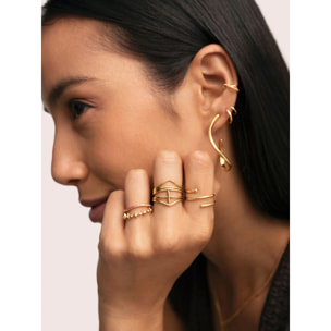 Anillo Double Dot Plata Baño Oro