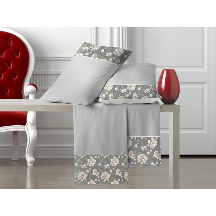 Completo letto Armonie IPERSAN Puro Cotone Corolla Grigio