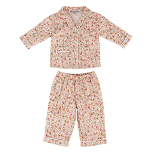 PIGIAMA ALLEGRINI in cotone fiori rosa e marroni