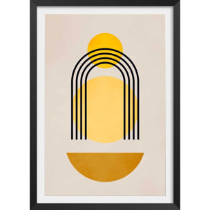 Affiche dessin abstrait bauhaus n°5 Affiche + cadre en bois - Noir