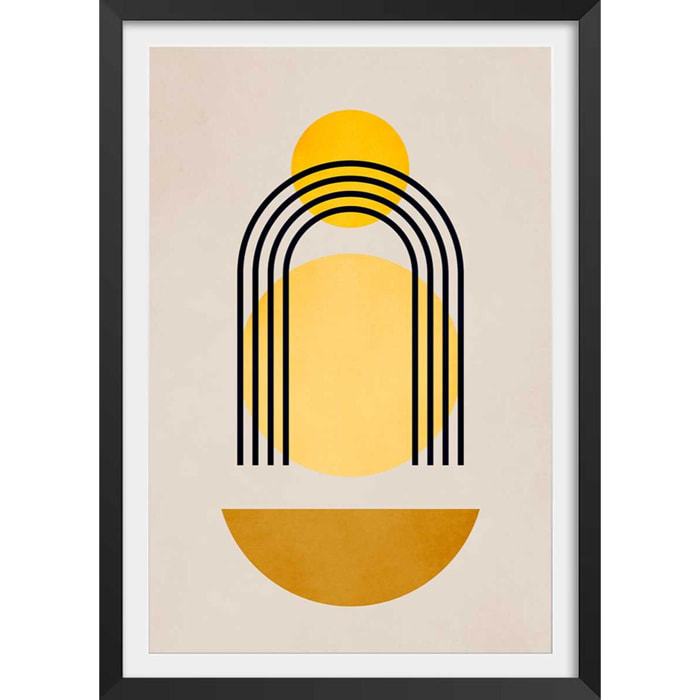 Affiche dessin abstrait bauhaus n°5 Affiche + cadre en bois - Noir