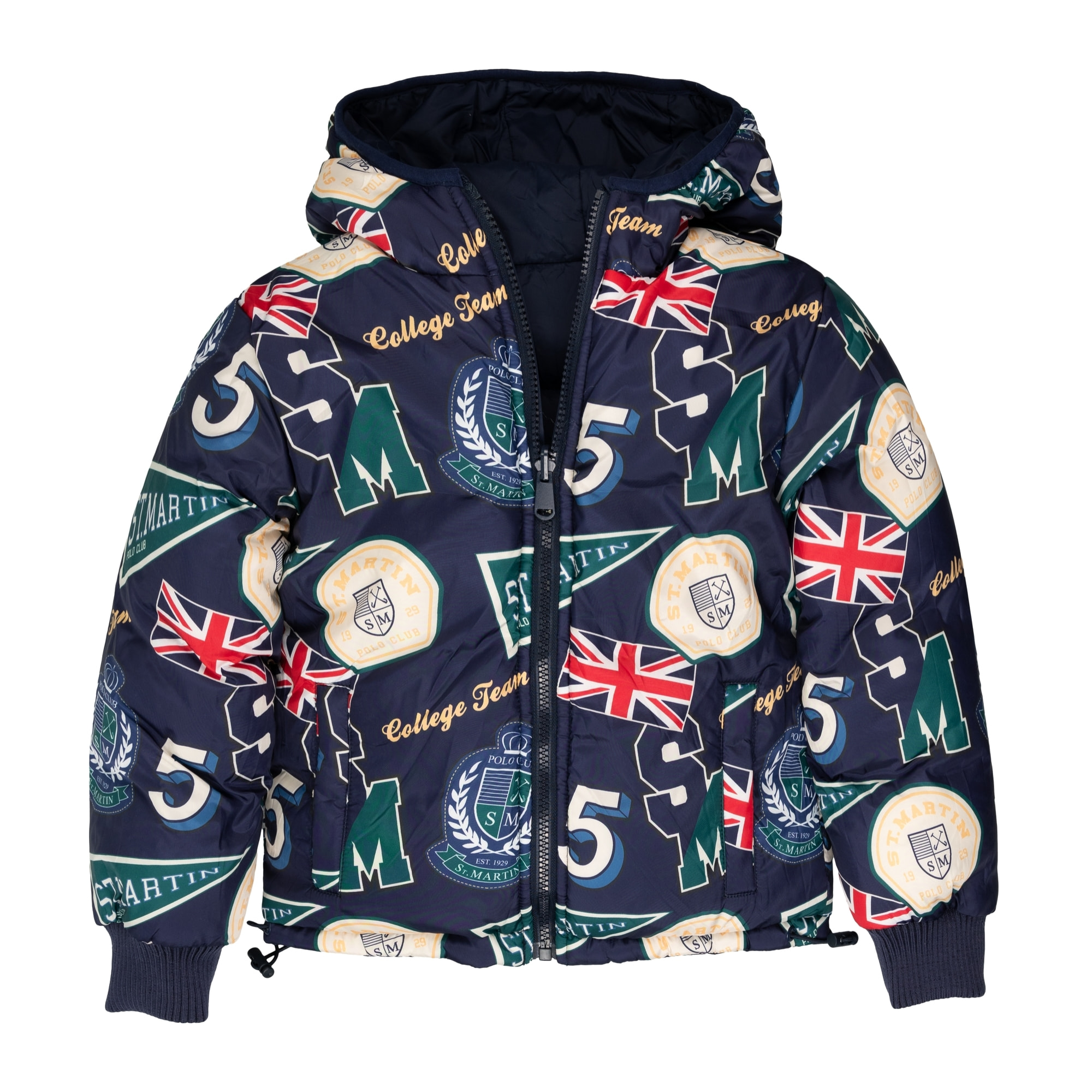 Giubbino nylon double face con badge logo stampato