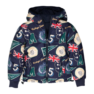 Giubbino nylon double face con badge logo stampato