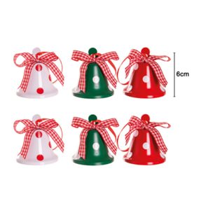 Addobbi Albero Natale 6 Campanelle Dots