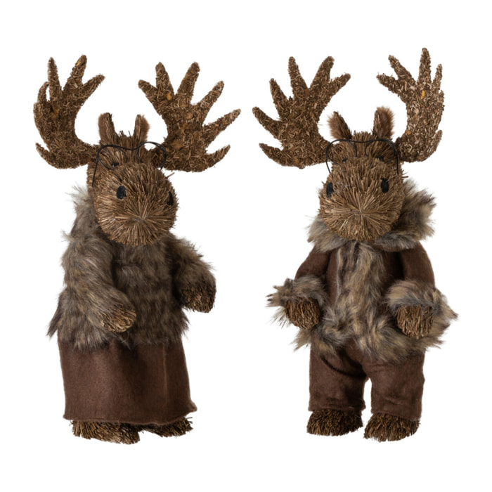 J-Line figurine Elan Debout - textile - marron - small - 2 pcs