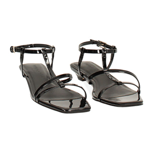 Sandalo donna nero basso con t-bar