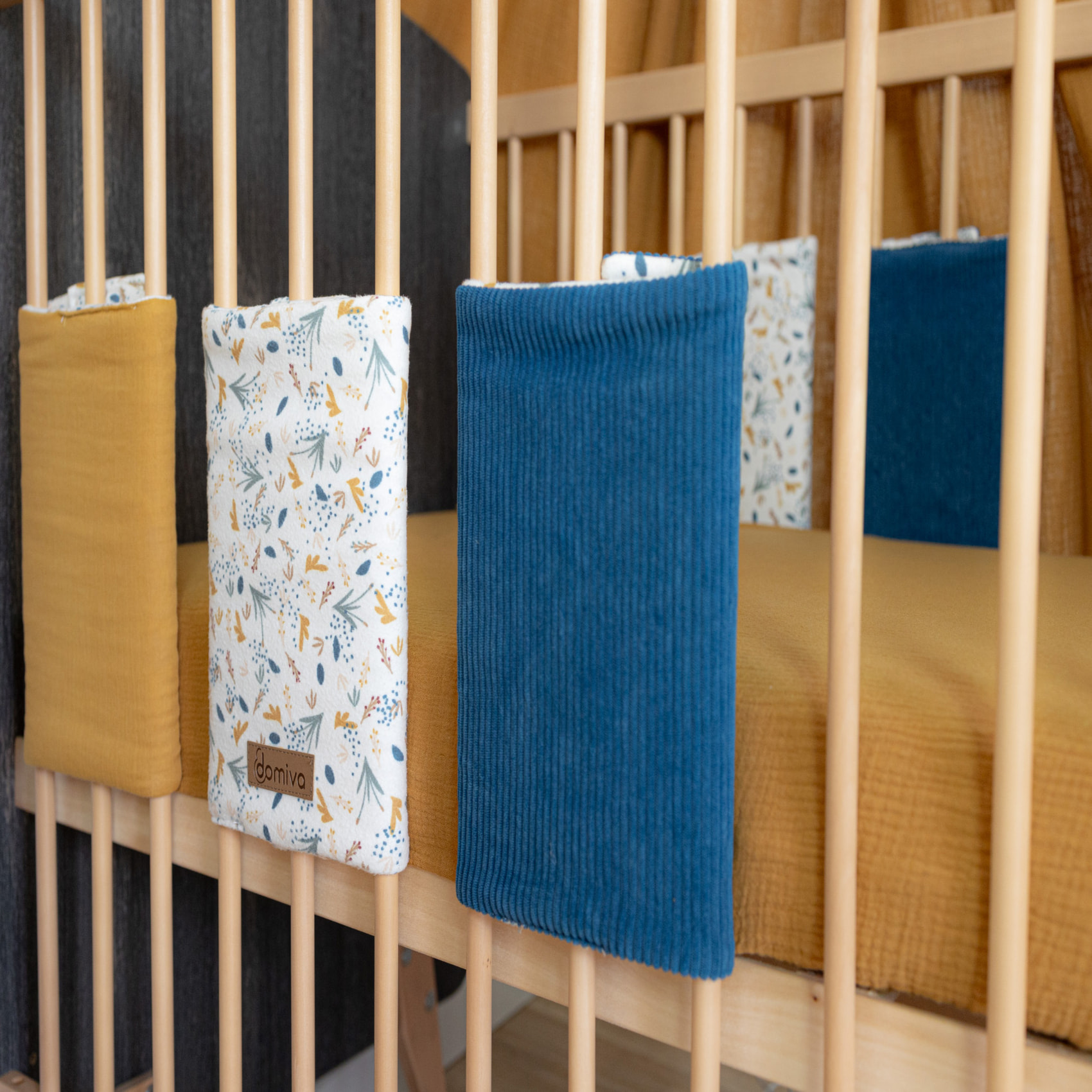 Tour de lit bébé lot de 6-Modulable - Bleu