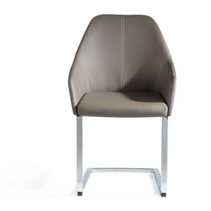 Set de 2 sillas – Polipiel topo y estructura cromada