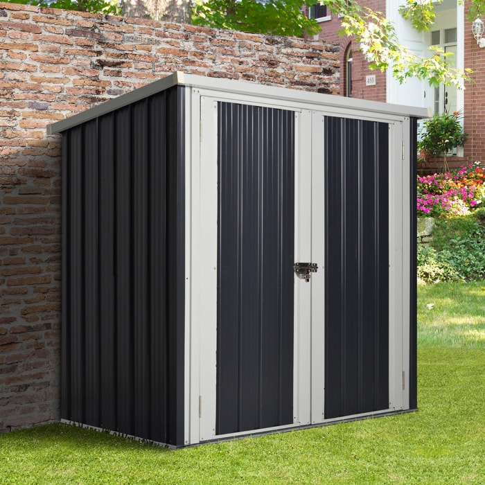 Cobertizo de Jardín 1,26 m² 147x86x134 cm Caseta de Exterior de Acero Galvanizado con 2 Puertas para Almacenamiento de Herramientas Negro